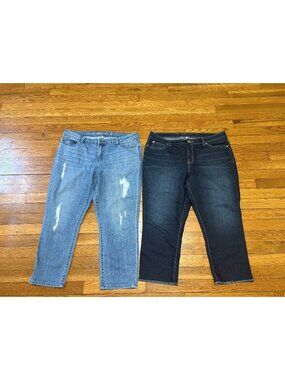 Jennifer Lopez JLO Womens Capri Jeans Size 16 *Lot of 2* Blue Stretch Denim